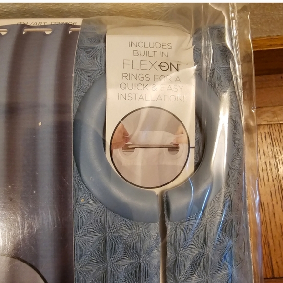 Original Hookless 3-in-1 Waffle Fabric Shower Curtain Set Blue with Bonu…